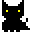 A black cat flicking its tail